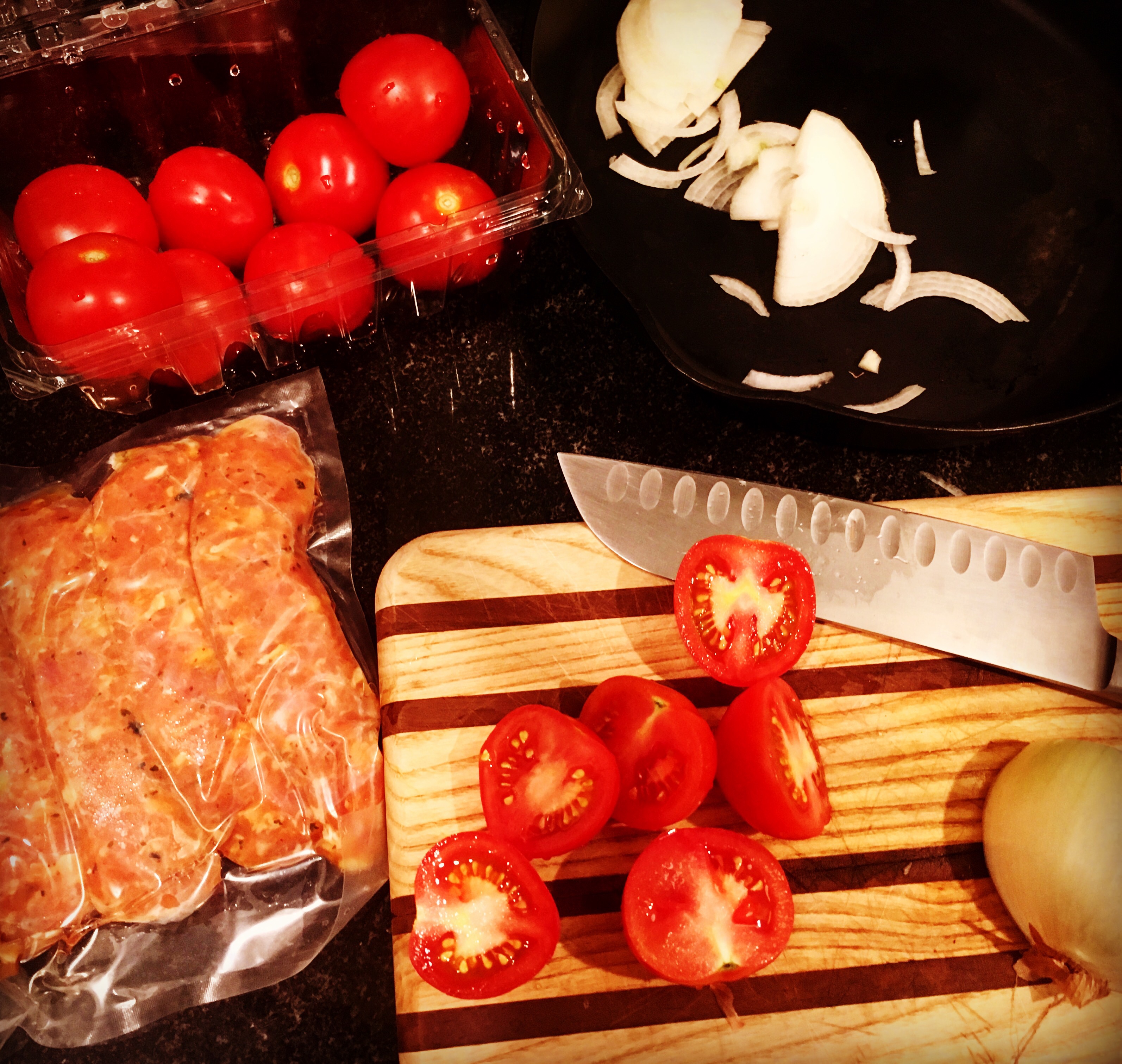 Roasted Sausage & Tomatoes