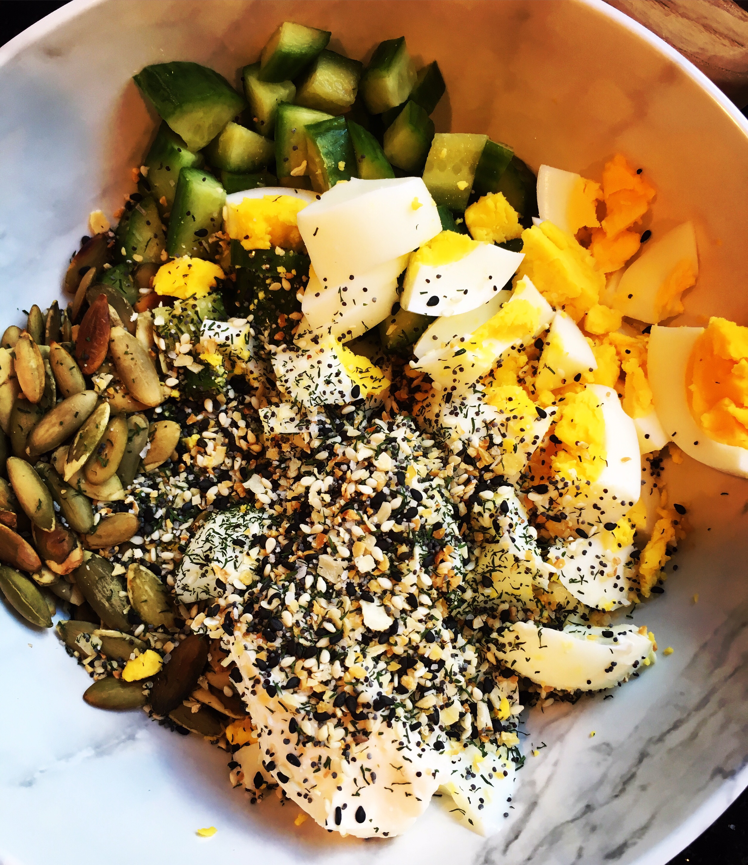 Egg Salad with Persian Cucumbers & Everything But The Bagel Salt