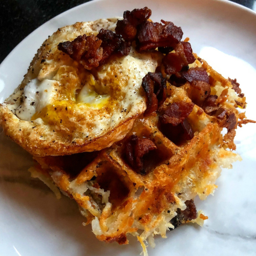 Bacon & Cheese Hash Brown… Waffles